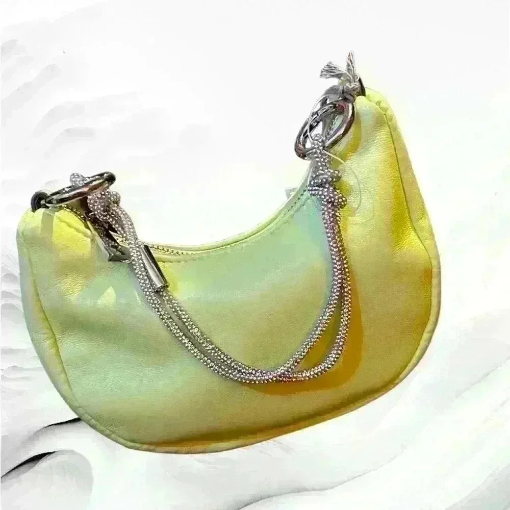 A New Day Convertible Mini Flap Satchel/Clutch Handbag in yellow green NWT